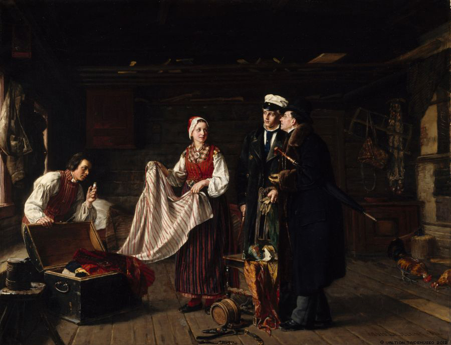 Arvid Liljelund. Buying National Dresses at Säkylä 1878