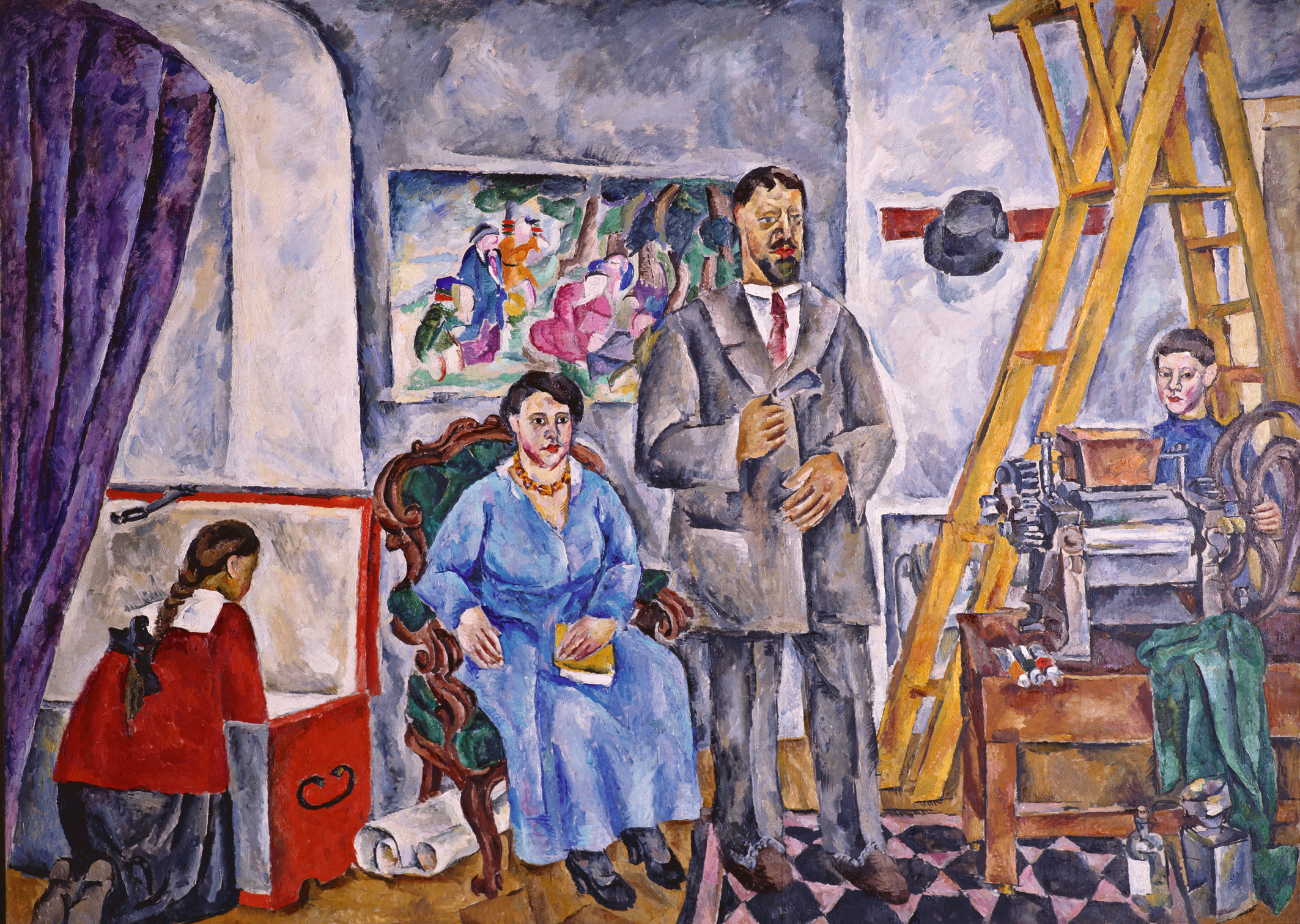 Кончаловский Петр Петрович. Автопортрет с семьей. 1917